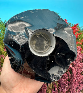 5” Black Obsidian Candle Holder