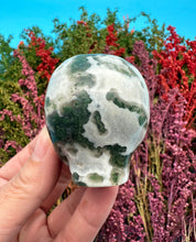 Load image into Gallery viewer, 2” Moss Agate Alien Head Carving