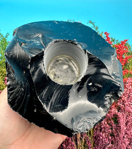 5” Black Obsidian Candle Holder