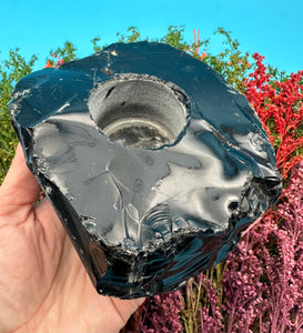 4.5” Black Obsidian Candle Holder