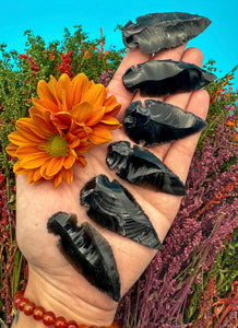 2-2.25” Black Obsidian Arrowhead Carving