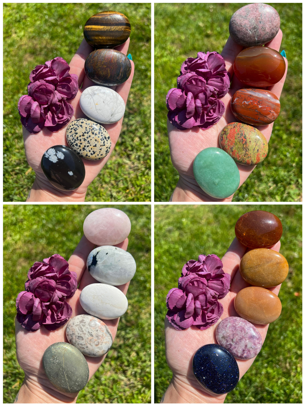 20pc Assorted Crystal Pillow Palm Stone Set