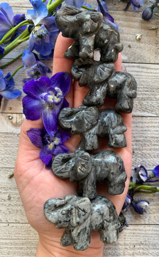 2” Larvikite Elephant Carving