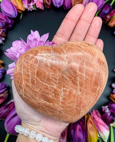 4” Peach Moonstone Heart