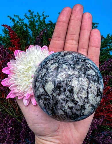 68mm Zebra Jasper with Garnet Sphere