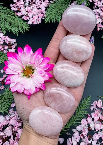 Rose Quartz Pillow Palm Stone