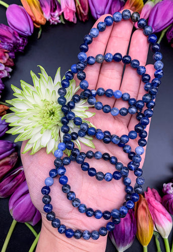 6mm Sodalite in Black Moonstone Bracelet