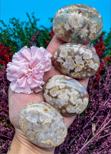Flower Agate Palm Stone