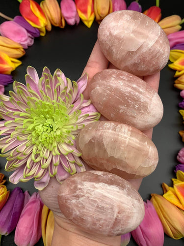 Rose Calcite Palm Stone