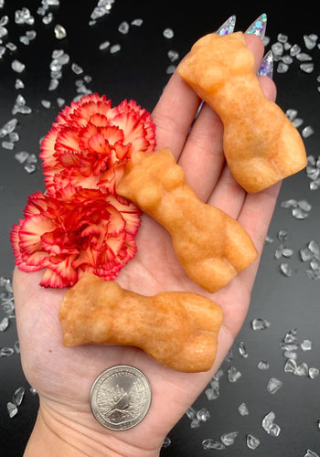 2.5” Orange Jade Goddess Body Carving