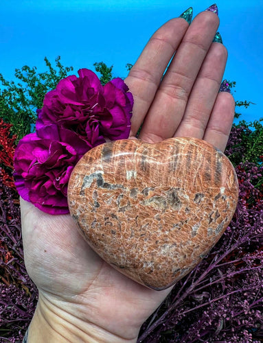 3” Peach Moonstone Heart