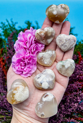 1-1.5” Flower Agate Mini Heart