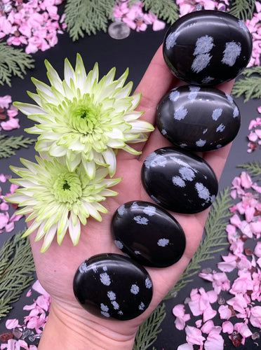 Snowflake Obsidian Pillow Palm Stone