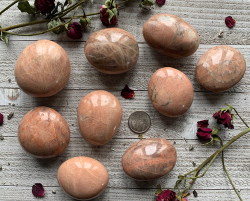 Peach Moonstone Palm Stone