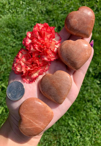 Peach Moonstone Heart