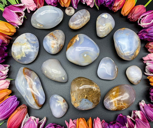 Blue/Purple Chalcedony Palm Stone