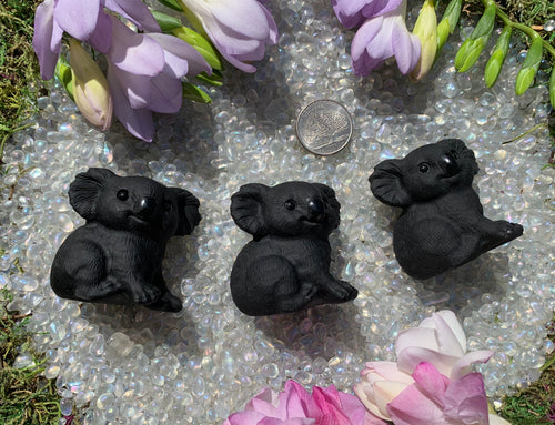2” Black Obsidian Koala Carving