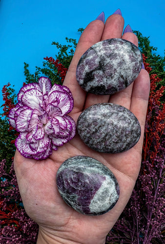 Pink Garnet in Matrix Pillow Palm Stone