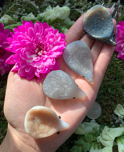 Agate Geode Druzy Hedgehog Carving