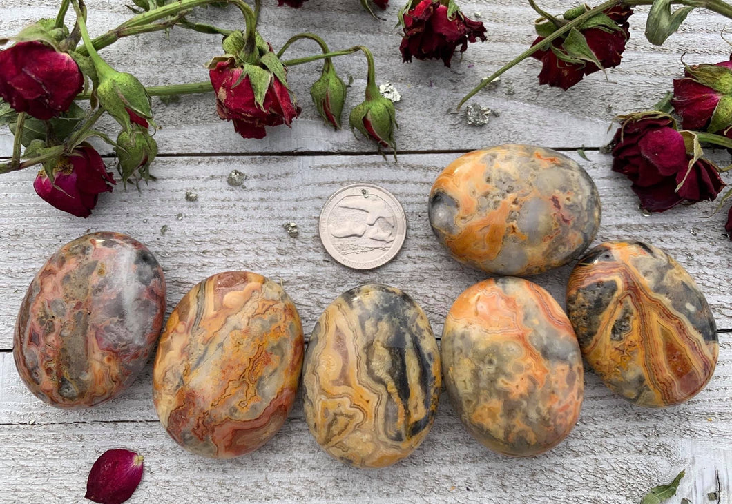 Crazy Lace Agate Pillow Palm Stone