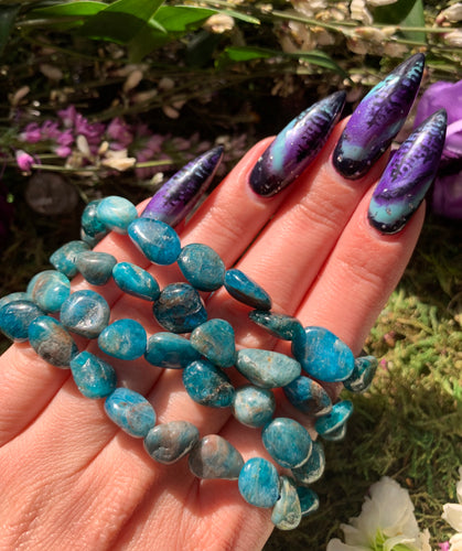 Blue Apatite Tumbled Bracelet