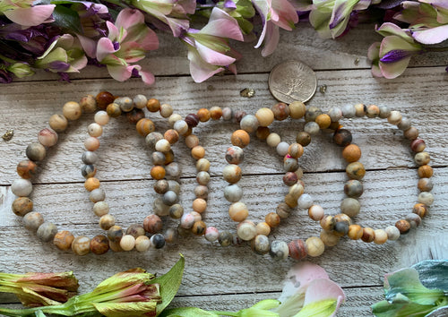 5-8mm Crazy Lace Agate Matte Bracelet