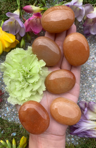 Red Aventurine Pillow Palm Stone