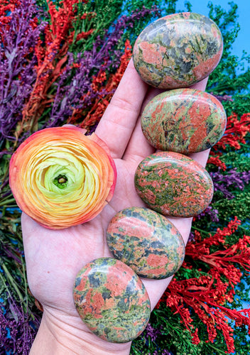 Unakite Pillow Palm Stone