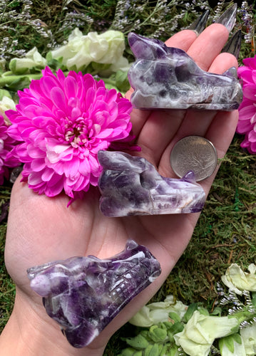 2” Chevron Amethyst Dragon Head Carving