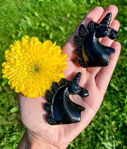 2” Black Obsidian Unicorn Carving