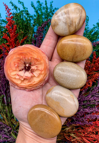 Coffee Moonstone Pillow Palm Stone